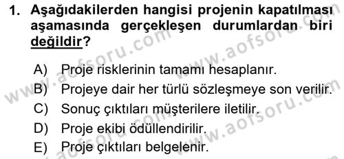 Sosyal Bilimlerde Proje Yönetimi Dersi 2022 - 2023 Yılı Yaz Okulu Sınav Soruları 1. Soru