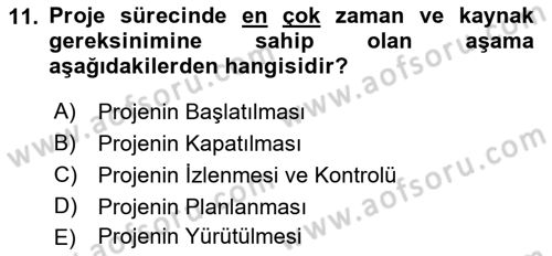 Sosyal Bilimlerde Proje Yönetimi Dersi 2022 - 2023 Yılı Yaz Okulu Sınav Soruları 11. Soru