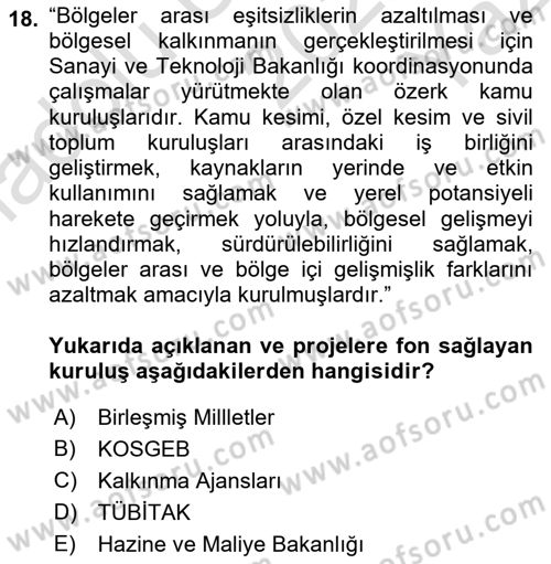 Sosyal Bilimlerde Proje Yönetimi Dersi 2022 - 2023 Yılı Yaz Okulu Sınav Soruları 18. Soru