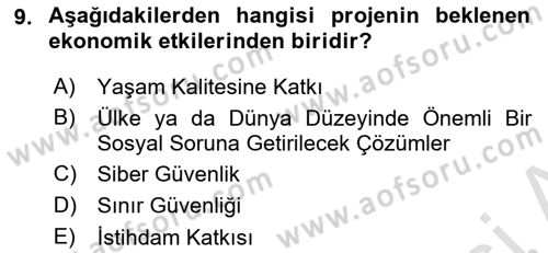 Sosyal Bilimlerde Proje Yönetimi Dersi 2022 - 2023 Yılı Yaz Okulu Sınav Soruları 9. Soru