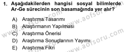 Sosyal Bilimlerde Proje Yönetimi Dersi 2023 - 2024 Yılı (Vize) Ara Sınav Soruları 1. Soru