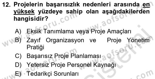 Sosyal Bilimlerde Proje Yönetimi Dersi 2023 - 2024 Yılı (Final) Dönem Sonu Sınav Soruları 12. Soru