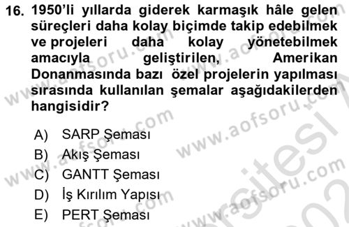 Sosyal Bilimlerde Proje Yönetimi Dersi 2023 - 2024 Yılı (Final) Dönem Sonu Sınav Soruları 16. Soru