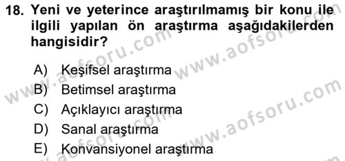 Sosyal Bilimlerde Proje Yönetimi Dersi 2023 - 2024 Yılı (Final) Dönem Sonu Sınav Soruları 18. Soru