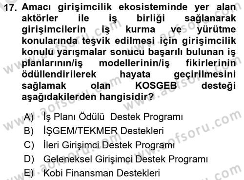 Sosyal Bilimlerde Proje Yönetimi Dersi 2023 - 2024 Yılı Yaz Okulu Sınav Soruları 17. Soru