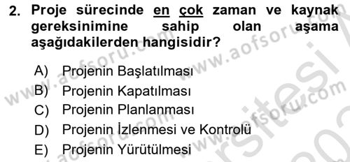 Sosyal Bilimlerde Proje Yönetimi Dersi 2023 - 2024 Yılı Yaz Okulu Sınav Soruları 2. Soru