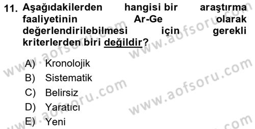 Sosyal Bilimlerde Proje Yönetimi Dersi 2024 - 2025 Yılı (Vize) Ara Sınav Soruları 11. Soru