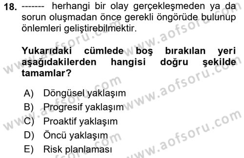 Sosyal Bilimlerde Proje Yönetimi Dersi 2024 - 2025 Yılı (Vize) Ara Sınav Soruları 18. Soru