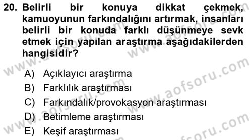 Sosyal Bilimlerde Proje Yönetimi Dersi 2024 - 2025 Yılı (Vize) Ara Sınav Soruları 20. Soru