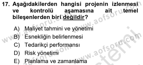 Sosyal Bilimlerde Proje Yönetimi Dersi 2024 - 2025 Yılı (Final) Dönem Sonu Sınav Soruları 17. Soru