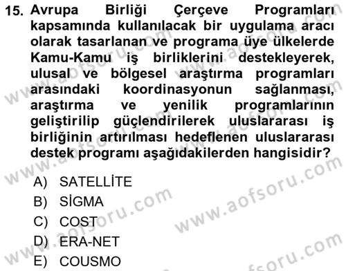 Sosyal Bilimlerde Proje Yönetimi Dersi 2024 - 2025 Yılı Yaz Okulu Sınav Soruları 15. Soru