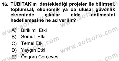 Sosyal Bilimlerde Proje Yönetimi Dersi 2024 - 2025 Yılı Yaz Okulu Sınav Soruları 16. Soru