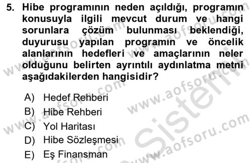 Sosyal Bilimlerde Proje Yönetimi Dersi 2024 - 2025 Yılı Yaz Okulu Sınav Soruları 5. Soru