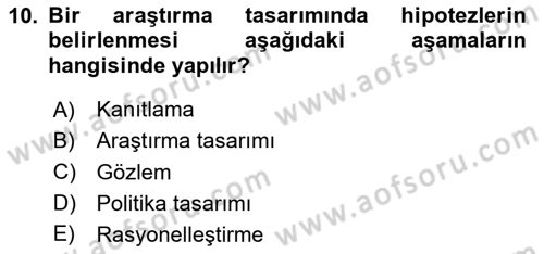 Sosyal Bilimlerde Proje Yönetimi Dersi 2025 - 2026 Yılı (Vize) Ara Sınav Soruları 10. Soru