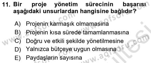Sosyal Bilimlerde Proje Yönetimi Dersi 2025 - 2026 Yılı (Vize) Ara Sınav Soruları 11. Soru