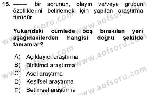 Sosyal Bilimlerde Proje Yönetimi Dersi 2025 - 2026 Yılı (Vize) Ara Sınav Soruları 15. Soru