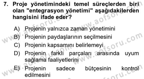 Sosyal Bilimlerde Proje Yönetimi Dersi 2025 - 2026 Yılı (Vize) Ara Sınav Soruları 7. Soru