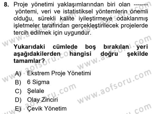 Sosyal Bilimlerde Proje Yönetimi Dersi 2025 - 2026 Yılı (Vize) Ara Sınav Soruları 8. Soru