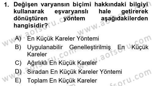 Ekonometrinin temelleri Dersi 2020 - 2021 Yılı Yaz Okulu Sınav Soruları 1. Soru