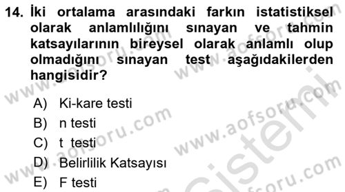 Ekonometrinin temelleri Dersi 2020 - 2021 Yılı Yaz Okulu Sınav Soruları 14. Soru