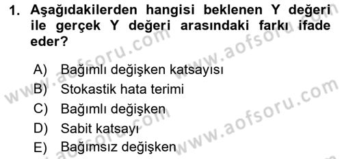 Ekonometrinin temelleri Dersi 2021 - 2022 Yılı (Vize) Ara Sınav Soruları 1. Soru