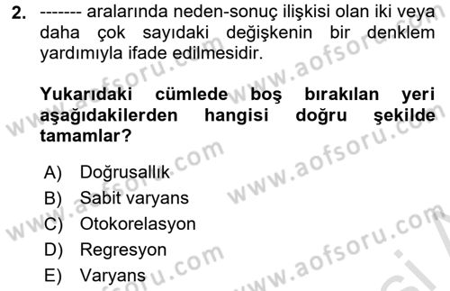 Ekonometrinin temelleri Dersi 2021 - 2022 Yılı (Vize) Ara Sınavı 2. Soru