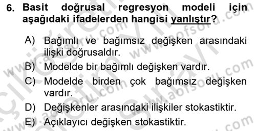 Ekonometrinin temelleri Dersi 2021 - 2022 Yılı (Vize) Ara Sınavı 6. Soru