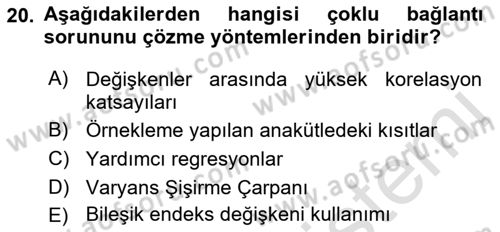 Ekonometrinin temelleri Dersi 2021 - 2022 Yılı (Final) Dönem Sonu Sınav Soruları 20. Soru