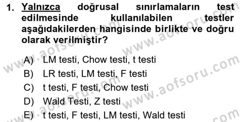 Ekonometrinin temelleri Dersi 2021 - 2022 Yılı Yaz Okulu Sınav Soruları 1. Soru