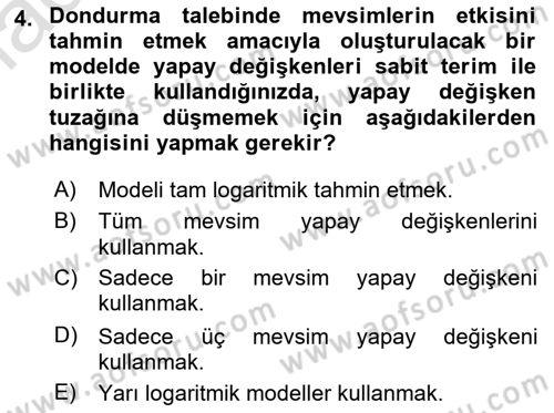 Ekonometrinin temelleri Dersi 2021 - 2022 Yılı Yaz Okulu Sınav Soruları 4. Soru