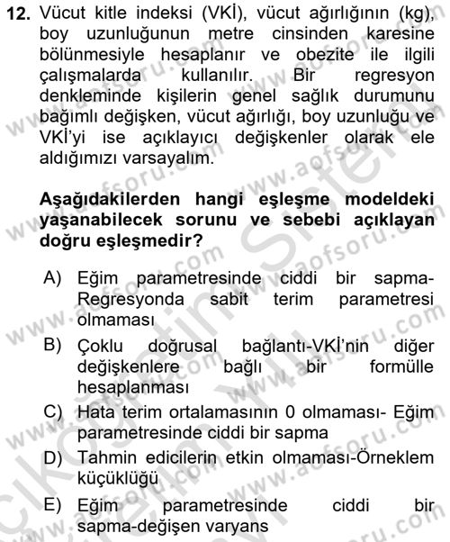 Ekonometrinin temelleri Dersi 2022 - 2023 Yılı Yaz Okulu Sınav Soruları 12. Soru