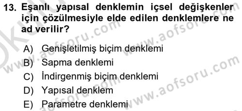 Ekonometrinin temelleri Dersi 2022 - 2023 Yılı Yaz Okulu Sınav Soruları 13. Soru