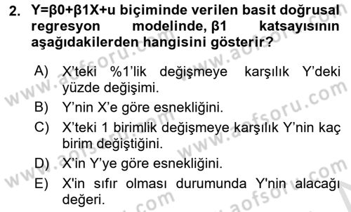 Ekonometrinin temelleri Dersi 2022 - 2023 Yılı Yaz Okulu Sınav Soruları 2. Soru