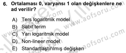 Ekonometrinin temelleri Dersi 2022 - 2023 Yılı Yaz Okulu Sınav Soruları 6. Soru