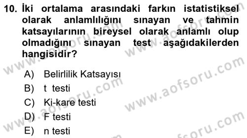 Ekonometrinin temelleri Dersi 2023 - 2024 Yılı (Vize) Ara Sınav Soruları 10. Soru
