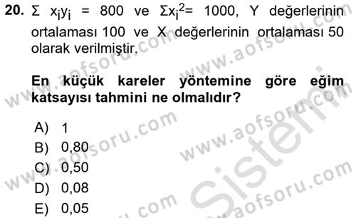 Ekonometrinin temelleri Dersi 2023 - 2024 Yılı (Vize) Ara Sınav Soruları 20. Soru