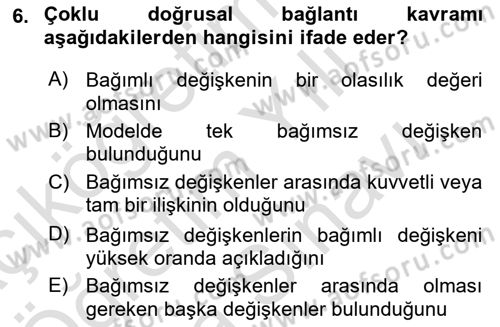 Ekonometrinin temelleri Dersi 2023 - 2024 Yılı (Vize) Ara Sınav Soruları 6. Soru