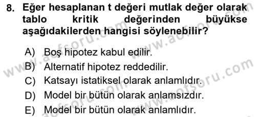 Ekonometrinin temelleri Dersi 2023 - 2024 Yılı (Vize) Ara Sınav Soruları 8. Soru