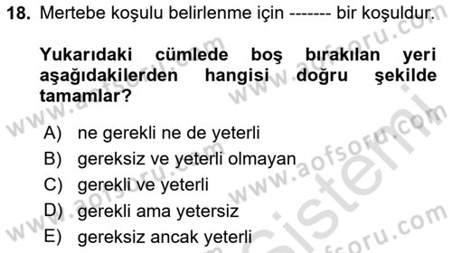 Ekonometrinin temelleri Dersi 2023 - 2024 Yılı (Final) Dönem Sonu Sınav Soruları 18. Soru