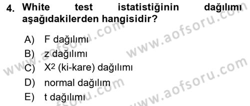 Ekonometrinin temelleri Dersi 2023 - 2024 Yılı (Final) Dönem Sonu Sınav Soruları 4. Soru