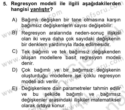 Ekonometrinin temelleri Dersi 2023 - 2024 Yılı (Final) Dönem Sonu Sınav Soruları 5. Soru