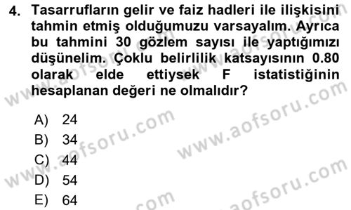 Ekonometrinin temelleri Dersi 2023 - 2024 Yılı Yaz Okulu Sınav Soruları 4. Soru