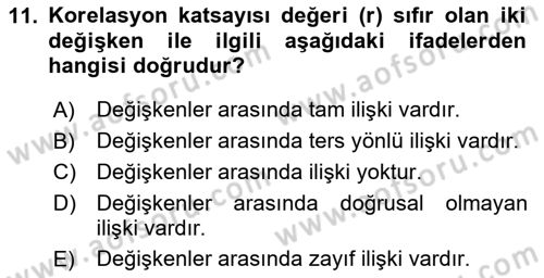 Ekonometrinin temelleri Dersi 2024 - 2025 Yılı (Vize) Ara Sınav Soruları 11. Soru