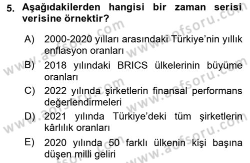Ekonometrinin temelleri Dersi 2024 - 2025 Yılı (Vize) Ara Sınav Soruları 5. Soru