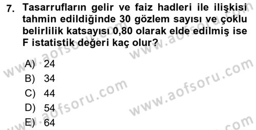 Ekonometrinin temelleri Dersi 2024 - 2025 Yılı Yaz Okulu Sınav Soruları 7. Soru