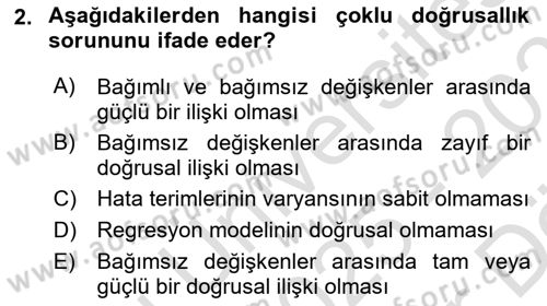 Ekonometrinin temelleri Dersi 2025 - 2026 Yılı (Vize) Ara Sınav Soruları 2. Soru