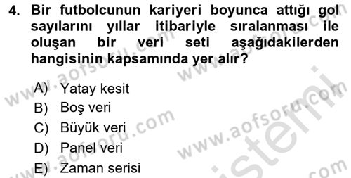 Ekonometrinin temelleri Dersi 2025 - 2026 Yılı (Vize) Ara Sınav Soruları 4. Soru