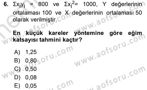 Ekonometrinin temelleri Dersi 2025 - 2026 Yılı (Vize) Ara Sınav Soruları 6. Soru