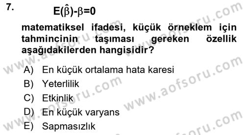 Ekonometrinin temelleri Dersi 2025 - 2026 Yılı (Vize) Ara Sınav Soruları 7. Soru
