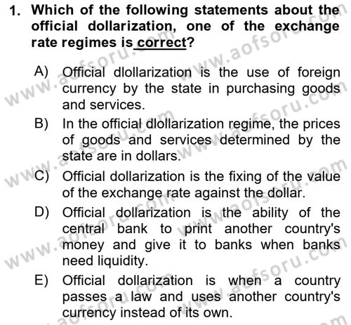 Monetary Theory and Policy Dersi 2023 - 2024 Yılı (Final) Dönem Sonu Sınav Soruları 1. Soru